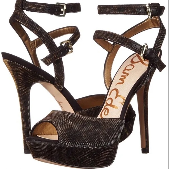 Sam Edelman Shoes - NEW Sam Edelman NADINE Black Bronze Animal Platform Heels